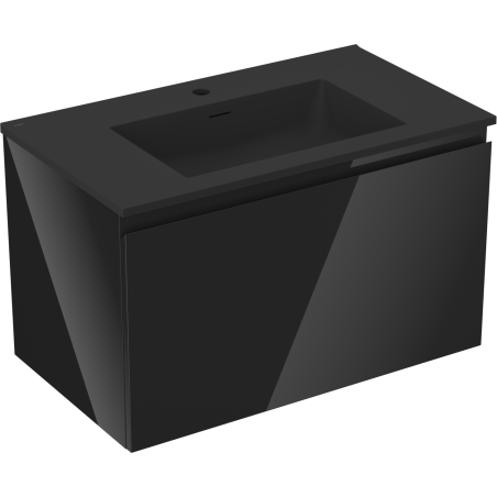 Mexen Orio Badezimmerschrank 80 cm mit Waschbecken Otis, 1 Schublade, schwarz glänzend/schwarz matt - 91A10-08047-1-BF70-W18M71