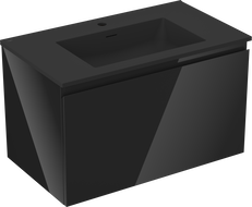 Mexen Orio mueble de baño de 80 cm con lavabo Otis, 1 cajón, negro brillo/negro mate - 91A10-08047-1-BF70-W18M71