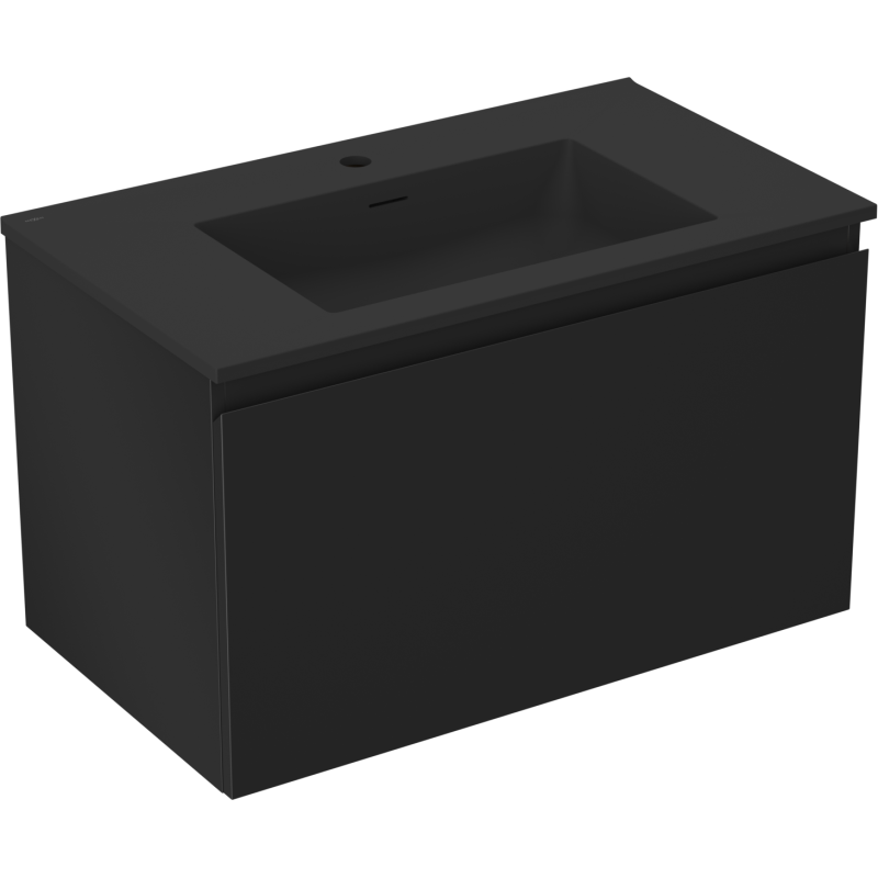 Mexen Orio armoire de salle de bain 80 cm avec lavabo Otis, 1 tiroir, noir mat - 91A10-08047-1-BF71-W18M71