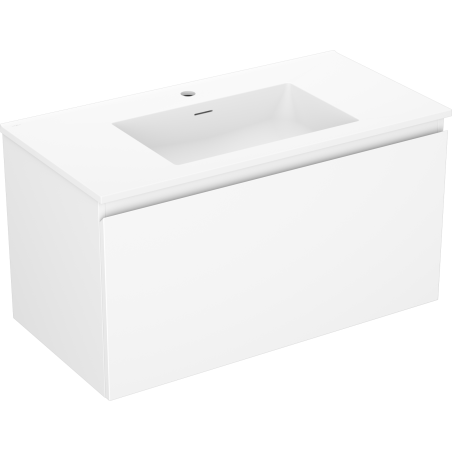 Mexen Orio Badezimmerschrank 90 cm mit Waschbecken Otis, 1 Schublade, Weiß Matt - 91A10-09047-1-BF01-W18M01