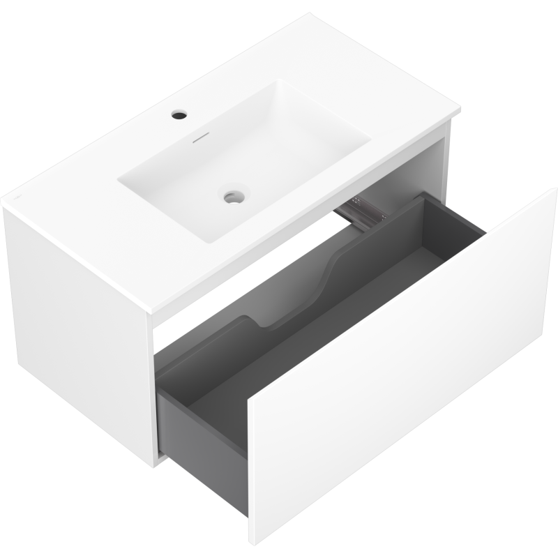 Mexen Orio meuble de salle de bains 90 cm avec lavabo Otis, 1 tiroir, blanc mat - 91A10-09047-1-BF01-W18M01