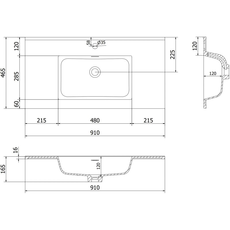 Mexen Orio meuble de salle de bains 90 cm avec lavabo Otis, 1 tiroir, blanc mat - 91A10-09047-1-BF01-W18M01