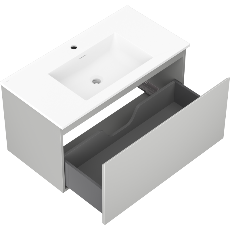 Mexen Orio armário de casa de banho 90 cm com lavatório Otis, 1 gaveta, cinza mate/branco mate - 91A10-09047-1-BF62-W18M01