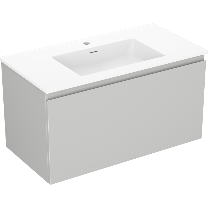 Mexen Orio Badezimmermöbel 90 cm mit Waschbecken Otis, 1 Schublade, grau matt/weiß matt - 91A10-09047-1-BF62-W18M01