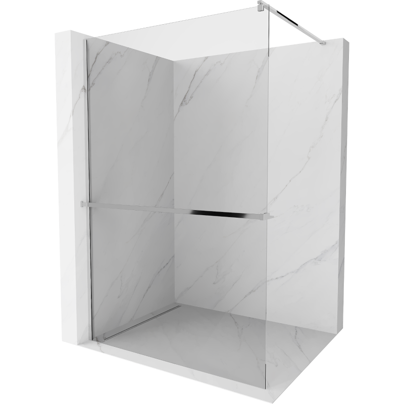 Mexen Kioto+ paroi de douche avec étagère Walk-in 140 x 200 cm, transparent, chrome - 800-140-121-01-00