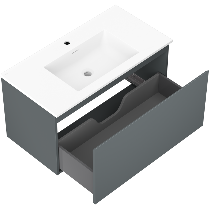 Mexen Orio armario de baño 90 cm con lavabo Otis, 1 cajón, grafito mate/blanco mate - 91A10-09047-1-BF66-W18M01