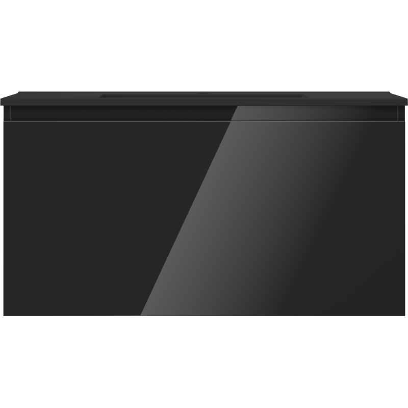 Mexen Orio badkamerkast 90 cm met wastafel Otis, 1 lade, zwart glans/zwart mat - 91A10-09047-1-BF70-W18M71