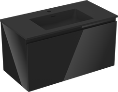 Mexen Orio mobile da bagno 90 cm con lavabo Otis, 1 cassetto, nero lucido/nero opaco - 91A10-09047-1-BF70-W18M71