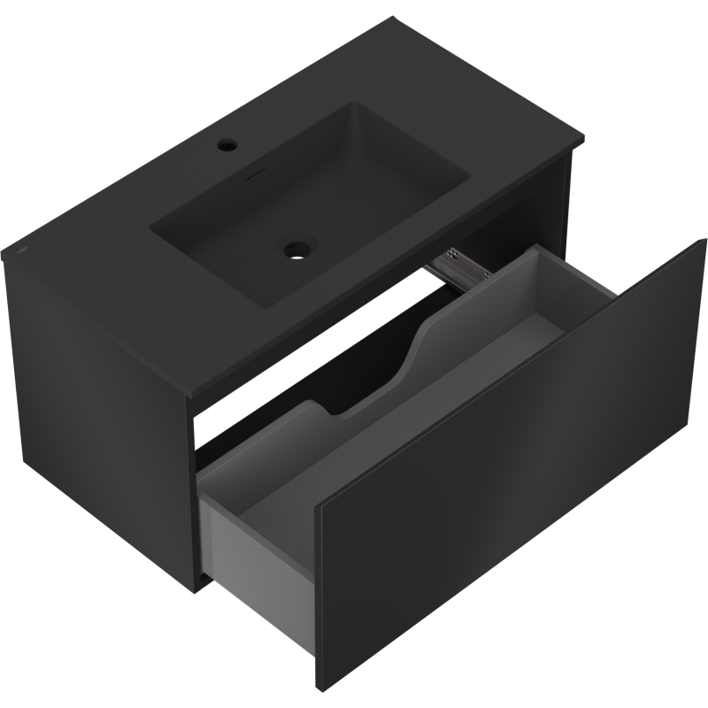 Mexen Orio gabinete de baño 90 cm con lavabo Otis, 1 cajón, negro mate - 91A10-09047-1-BF71-W18M71