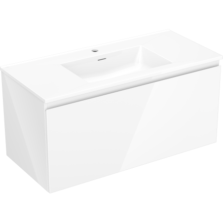 Mexen Orio meuble de salle de bain 100 cm avec lavabo Otis, 1 tiroir, blanc brillant - 91A10-10047-1-BF00-W18M00