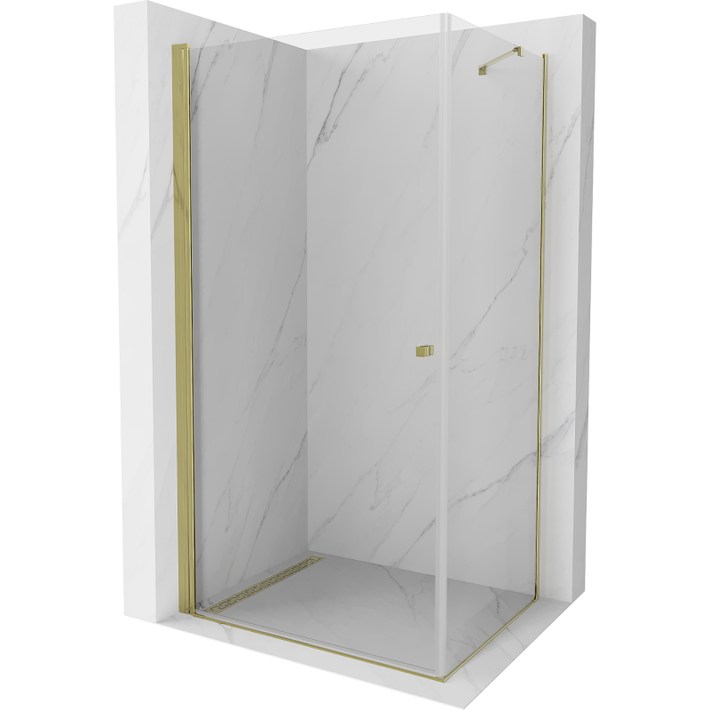 Mexen Pretoria schwenkbare Duschkabine 70 x 100 cm, transparent, gold - 852-070-100-50-00
