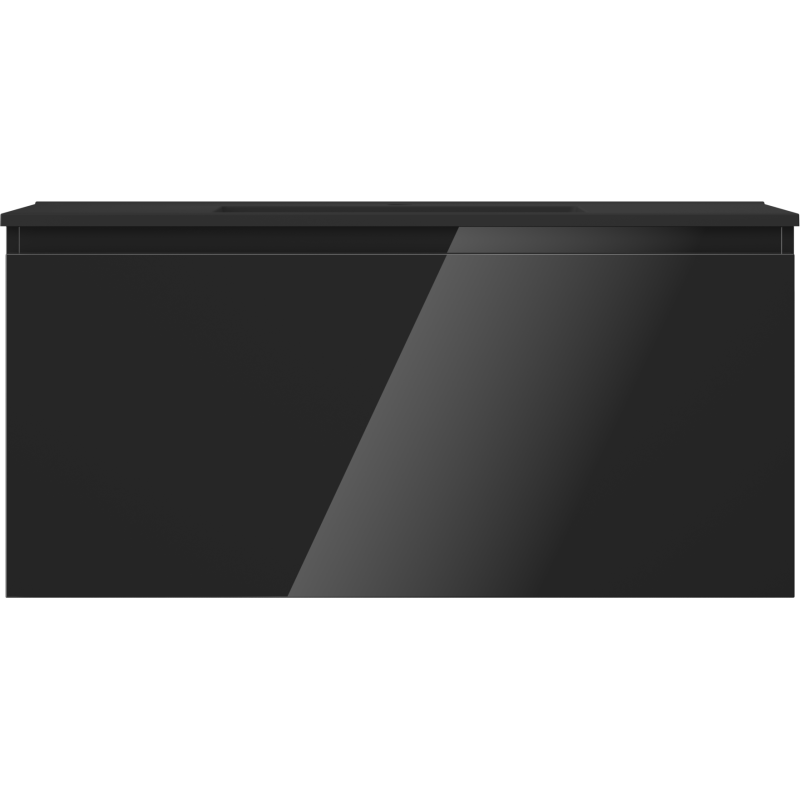 Mexen Orio armario de baño 100 cm con lavabo Otis, 1 cajón, negro brillante/negro mate - 91A10-10047-1-BF70-W18M71