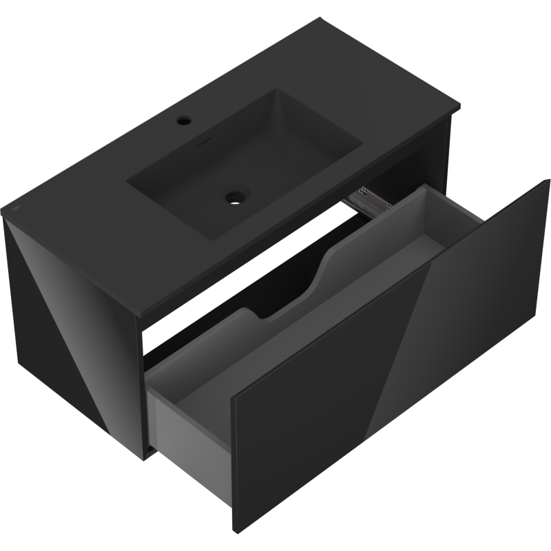 Mexen Orio mobile bagno 100 cm con lavabo Otis, 1 cassetto, nero lucido/nero opaco - 91A10-10047-1-BF70-W18M71