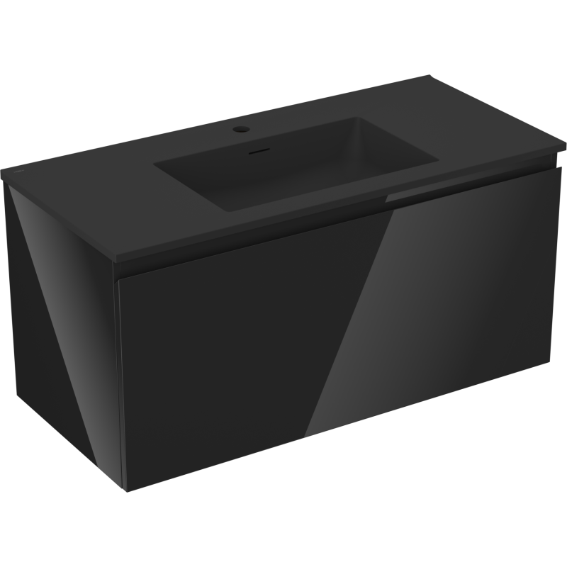 Mexen Orio mobile bagno 100 cm con lavabo Otis, 1 cassetto, nero lucido/nero opaco - 91A10-10047-1-BF70-W18M71