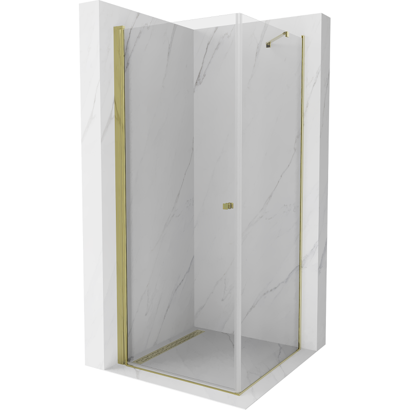Mexen Pretoria Duschkabine schwenkbar 70 x 70 cm, transparent, gold - 852-070-070-50-00
