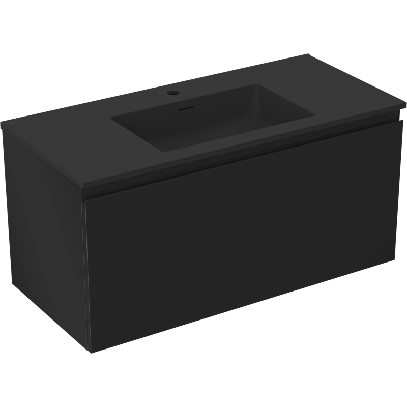 Mexen Orio Badezimmerunterschrank 100 cm mit Waschbecken Otis, 1 Schublade, schwarz matt - 91A10-10047-1-BF71-W18M71