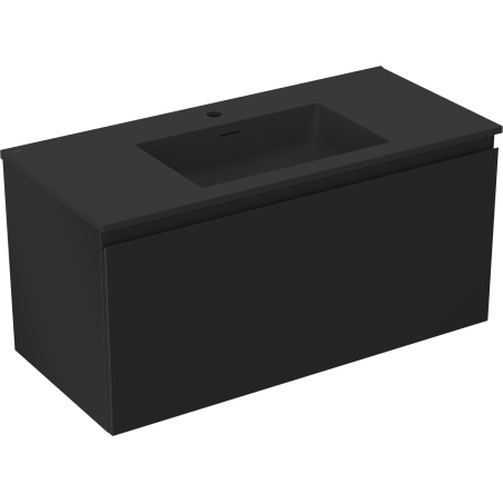 Mexen Orio Badezimmerschrank 100 cm mit Waschbecken Otis, 1 Schublade, schwarz matt - 91A10-10047-1-BF71-W18M71