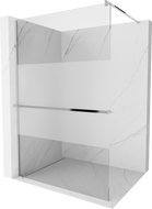 Mexen Kioto+ staklena tuš pregrada s policom Walk-in 100 x 200 cm, prozirna/mat, krom - 800-100-121-01-35