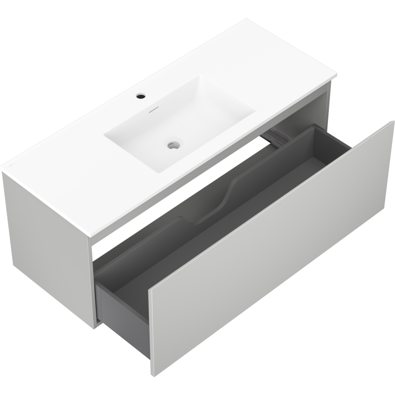 Mexen Orio mobile da bagno 120 cm con lavabo Otis, 1 cassetto, grigio opaco/bianco opaco - 91A10-12047-1-BF62-W18M01