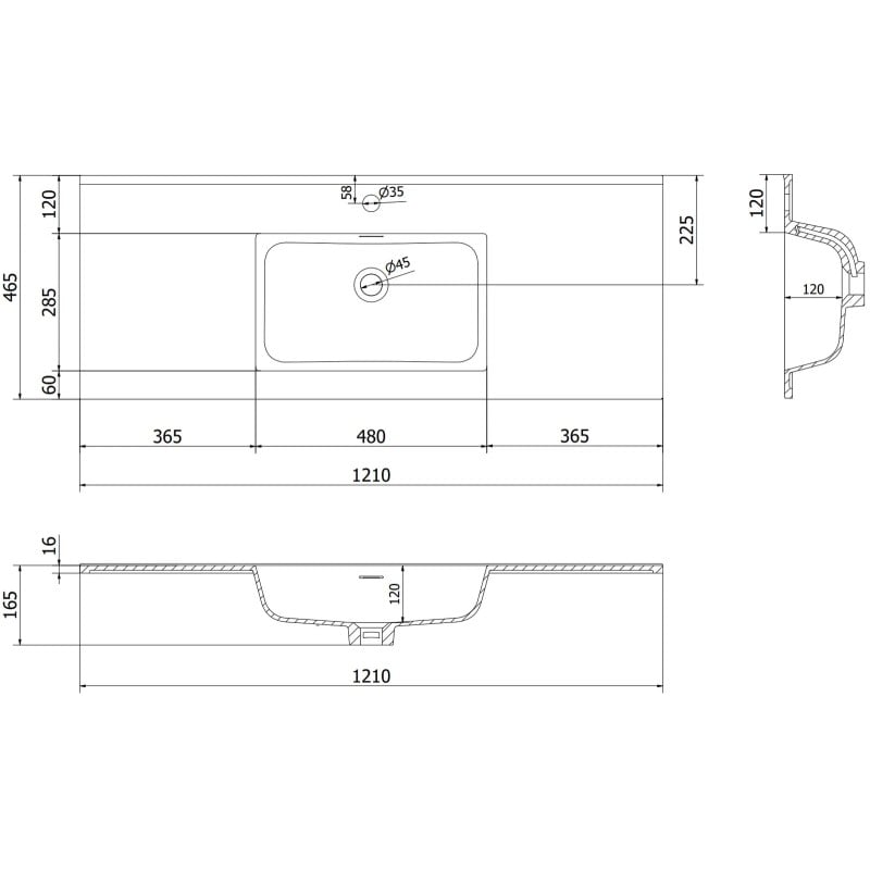 Mexen Orio mobile da bagno 120 cm con lavabo Otis, 1 cassetto, grigio opaco/bianco opaco - 91A10-12047-1-BF62-W18M01