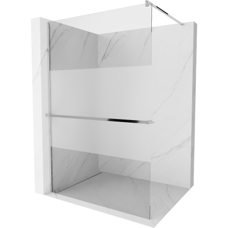 Mexen Kioto+ panel de ducha con estante Walk-in 120 x 200 cm, transparente/escarcha, cromo - 800-120-121-01-35