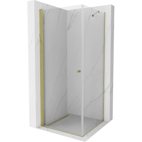 Mexen Pretoria Hinged Shower Enclosure 80 x 80 cm, Transparent, Gold - 852-080-080-50-00