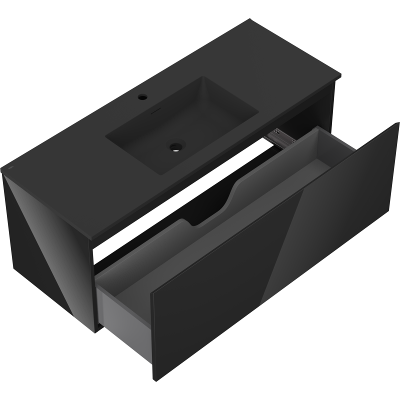 Mexen Orio armoire de salle de bain 120 cm avec lavabo Otis, 1 tiroir, noir brillant/noir mat - 91A10-12047-1-BF70-W18M71