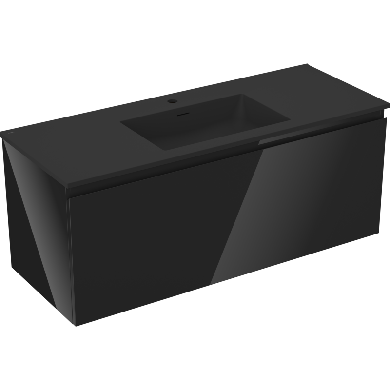 Mexen Orio armoire de salle de bain 120 cm avec lavabo Otis, 1 tiroir, noir brillant/noir mat - 91A10-12047-1-BF70-W18M71