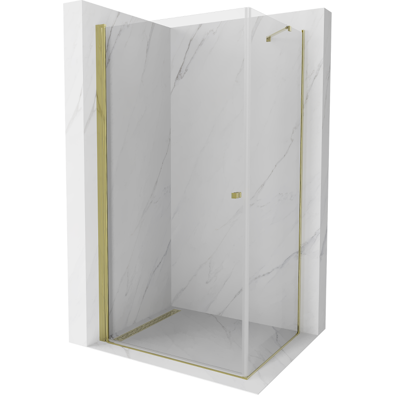 Mexen Pretoria kabina prysznicowa uchylna 80 x 90 cm, transparent, złota - 852-080-090-50-00
