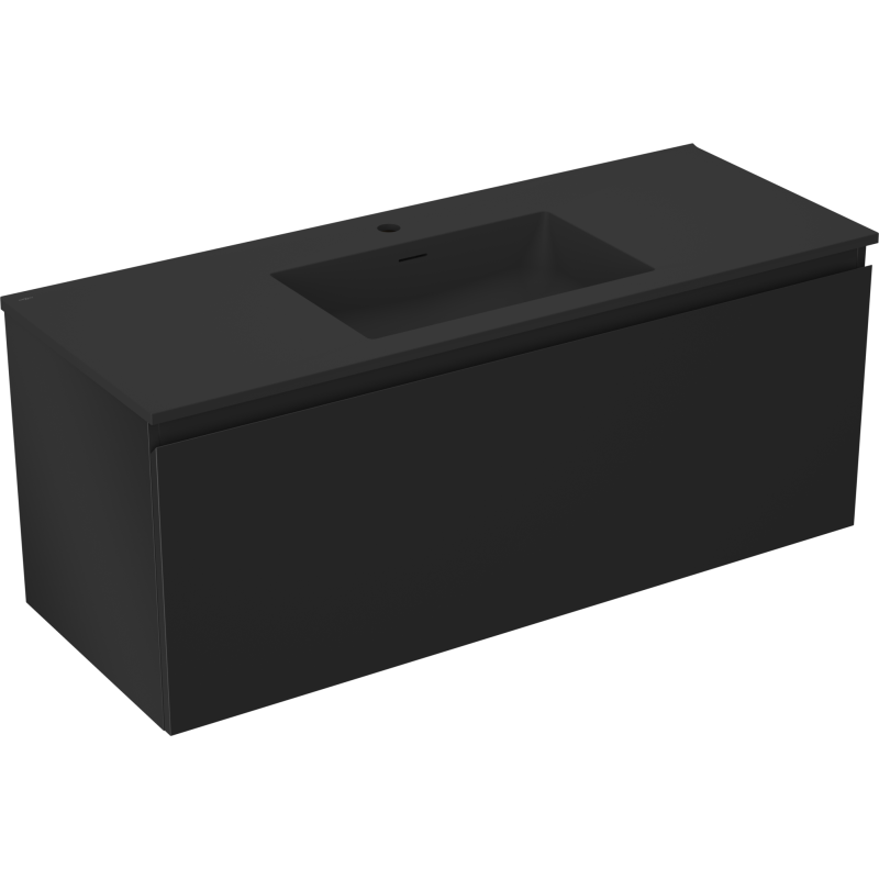 Mexen Orio Badezimmerschrank 120 cm mit Waschbecken Otis, 1 Schublade, schwarz matt - 91A10-12047-1-BF71-W18M71