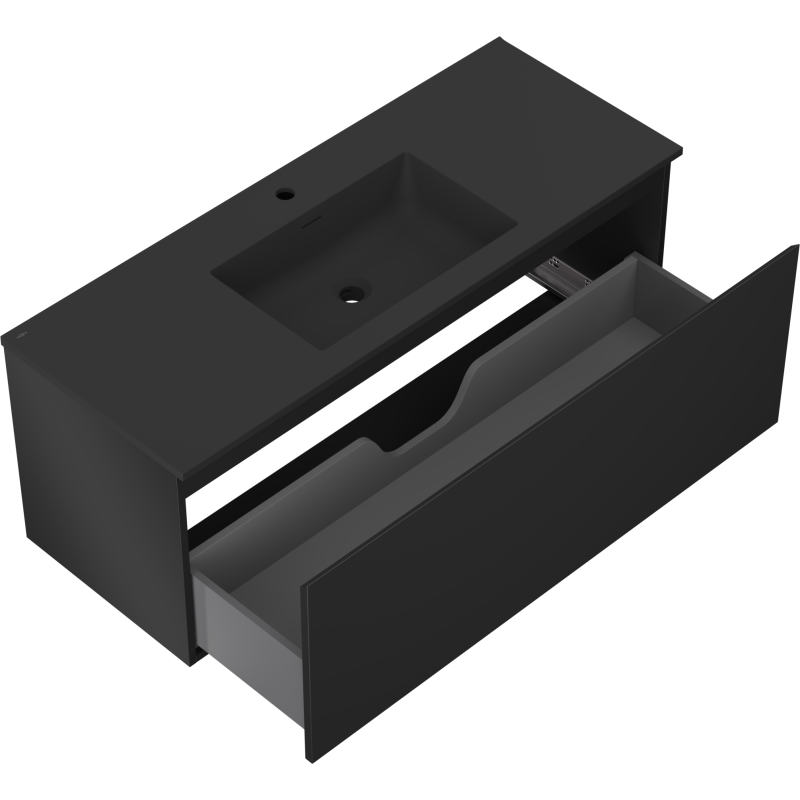 Mexen Orio armoire de salle de bains 120 cm avec lavabo Otis, 1 tiroir, noir mat - 91A10-12047-1-BF71-W18M71