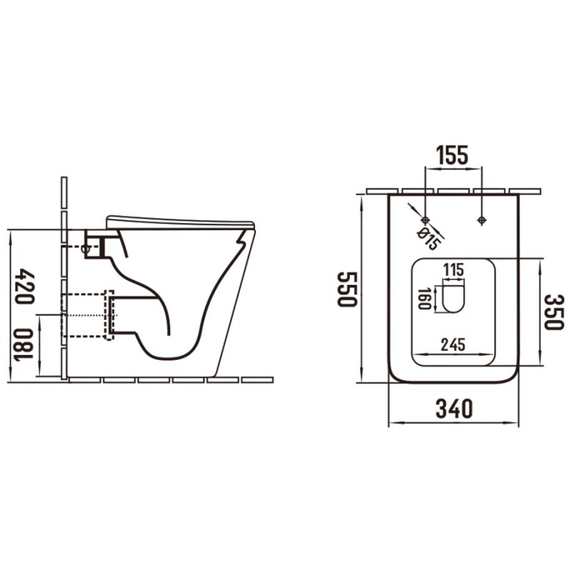 Mexen Cube staande wc-pot Rimless met langzaam sluitende, slanke zitting, duroplast, glanzend wit - 32924000