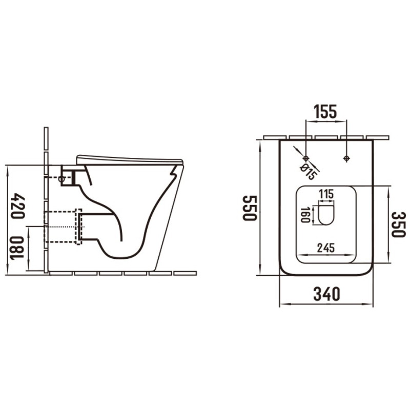 Mexen Cube WC-pott Rimless koos aeglaselt sulguva slim, duroplastist kaanega, must matt - 32924085