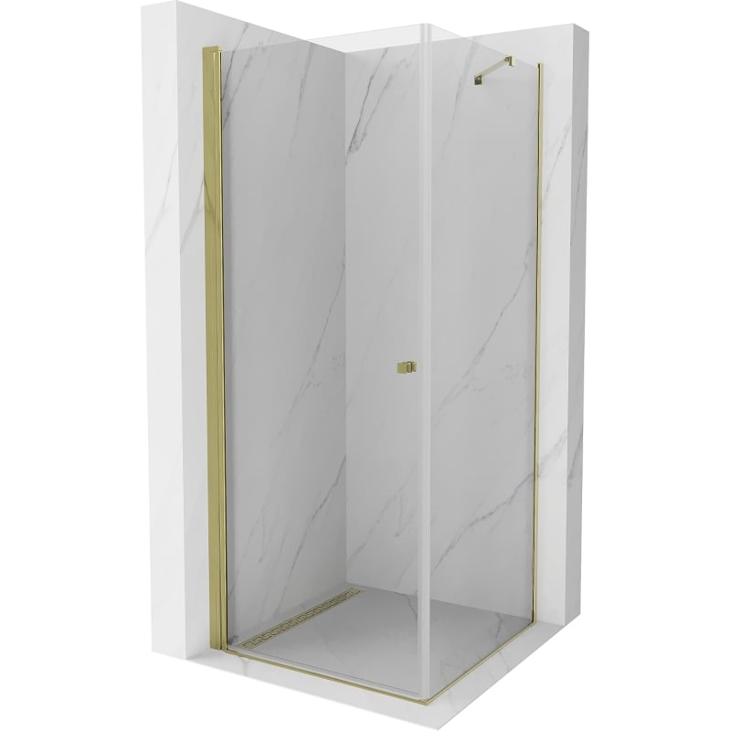 Mexen Pretoria tilt shower cabin 90 x 90 cm, transparent, gold - 852-090-090-50-00
