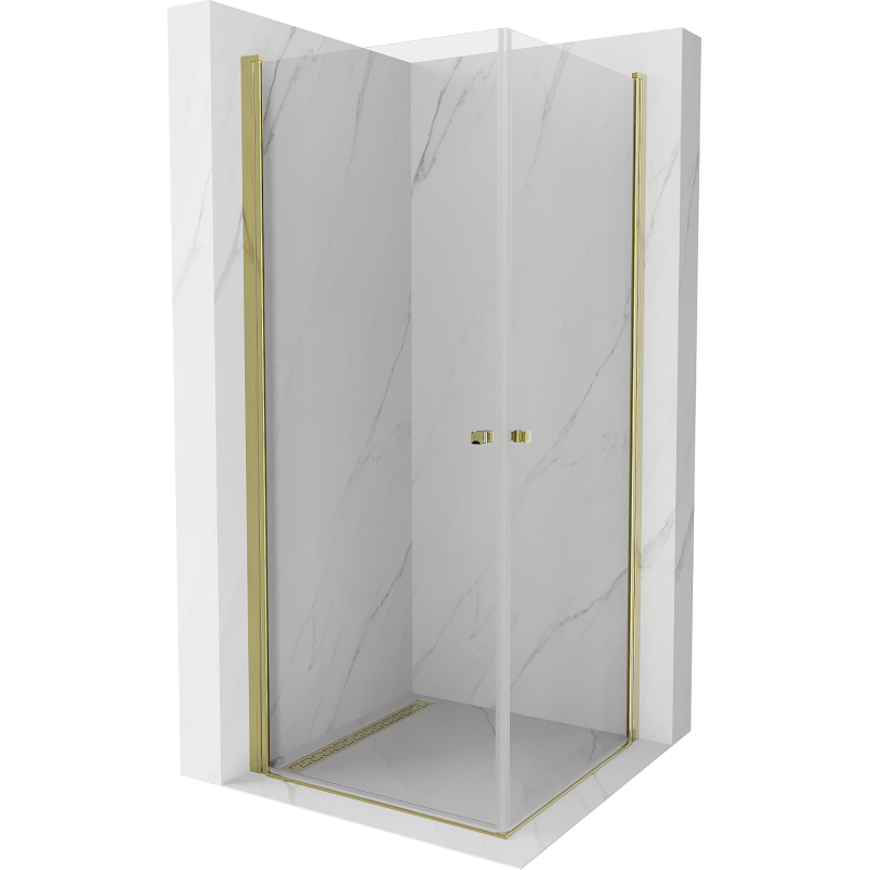 Mexen Pretoria Duo draaibare douchecabine 70 x 70 cm, transparant, goud - 852-070-070-50-00-02
