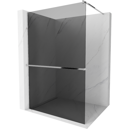 Mexen Kioto+ shower wall with shelf Walk-in 110 x 200 cm, graphite, chrome - 800-110-121-01-40