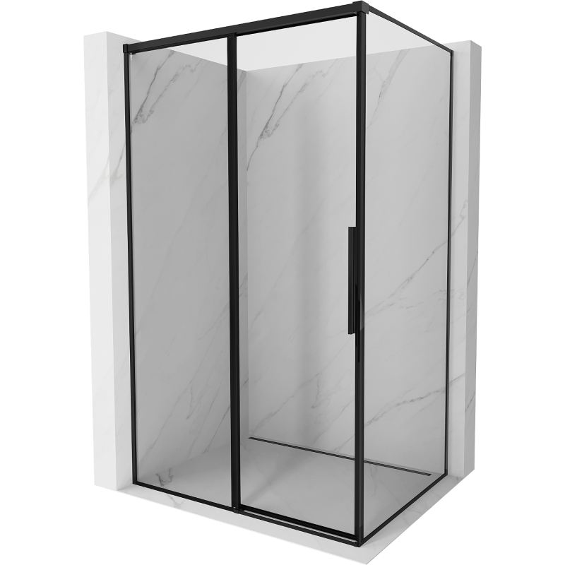 Mexen Rox Duschkabine, verschiebbar, links, 120 x 80 cm, schwarzer Rahmen, schwarz - 8C2-120-080-70-70-L
