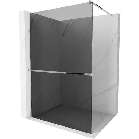 Mexen Kioto+ Walk-in shower wall with shelf 120 x 200 cm, graphite, chrome - 800-120-121-01-40