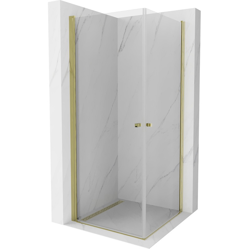 Mexen Pretoria Duo cabina de ducha abatible 80 x 80 cm, transparente, dorada - 852-080-080-50-00-02