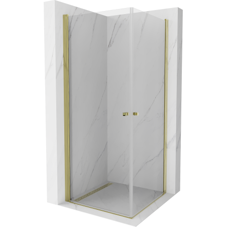 Mexen Pretoria Duo cabina de ducha abatible 80 x 80 cm, transparente, dorada - 852-080-080-50-00-02