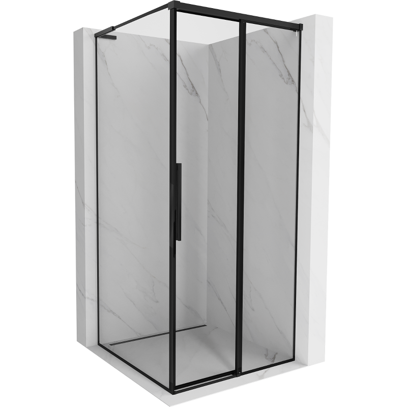 Mexen Rox L cabine de duche deslizante direita 95 x 95 cm, armação preta, preta - 8C2L-095-095-70-70-P