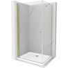 Mexen Pretoria cabina doccia con porta a battente 80 x 70 cm, trasparente, oro + piatto doccia Flat - 852-080-070-50-00-4010