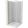 Mexen Pretoria Schwenkbare Duschkabine 80 x 80 cm, transparent, gold + Flat Duschwanne - 852-080-080-50-00-4010