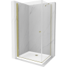 Mexen Pretoria swing shower cabin 80 x 100 cm, transparent, gold + Flat shower tray - 852-080-100-50-00-4010