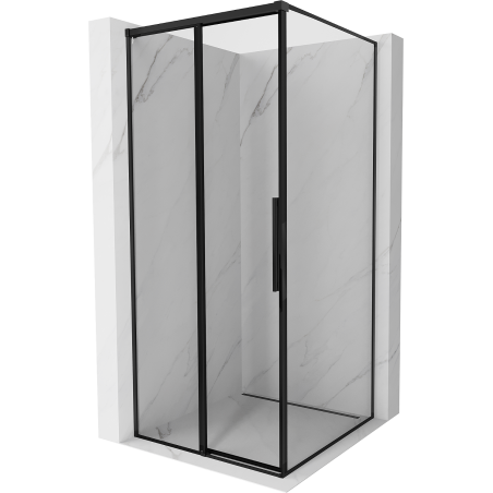 Mexen Rox Duschkabine links verschiebbar 90 x 90 cm, schwarzer Rahmen, schwarz - 8C2-090-090-70-70-L