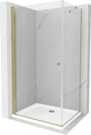 Mexen Pretoria 90 x 100 cm, transparent, gold hinged shower enclosure with Flat tray - 852-090-100-50-00-4010