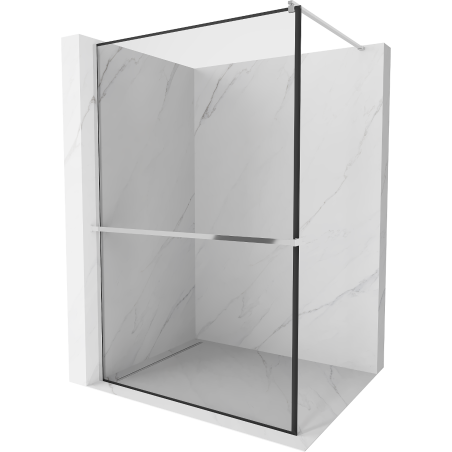 Mexen Kioto+ shower wall with shelf Walk-in 120 x 200 cm, black frame, chrome - 800-120-121-01-70