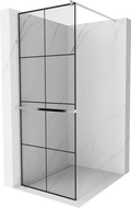 Mexen Kioto+ zidni tuš s policom Walk-in 90 x 200 cm, crna mreža, krom - 800-090-121-01-77