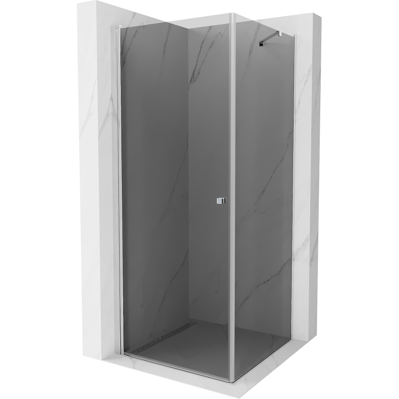 Mexen Pretoria 90 x 90 cm Hinged Shower Cabin, Graphite, Chrome - 852-090-090-01-40