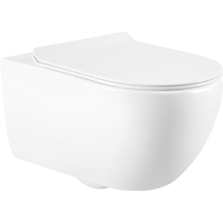 Mexen Carmen Rimless WC Bowl with Slim Soft-Close Seat, Duroplast, Glossy White - 3088L4000